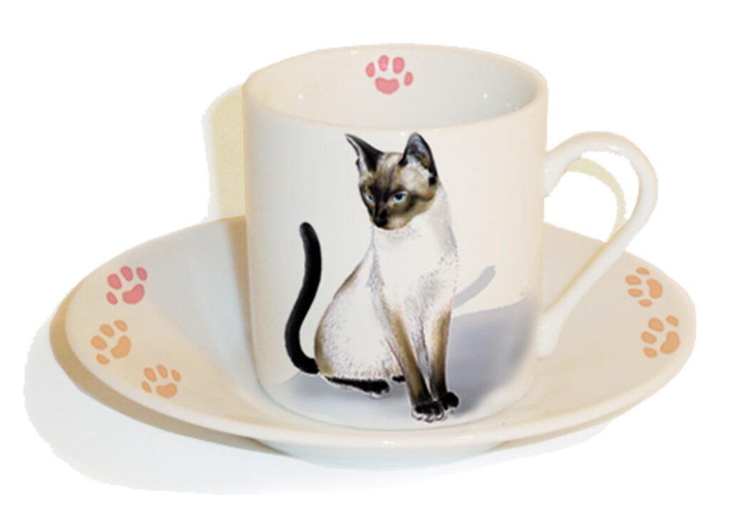 paire-tasse-cafe-chat en porcelaine